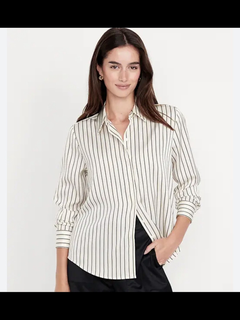 Striped Button-Down Shirt - Cream/Black